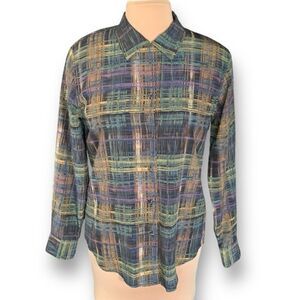 Vintage Patchington Multi-Color Abstract Plaid Button-Up Shirt Long Sleeve